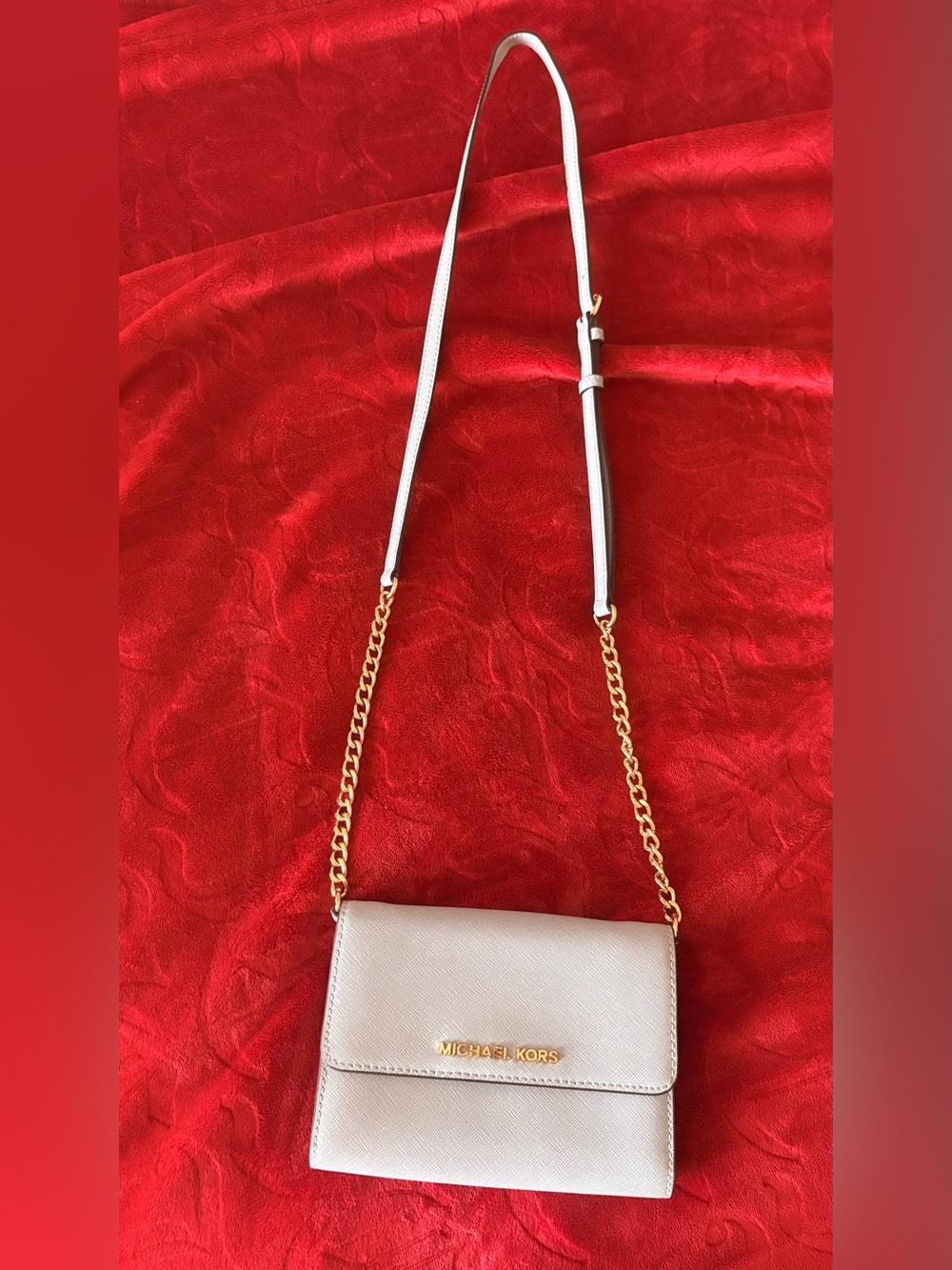 Michael Kors Cream Crossbody with Gold Chain Hardware